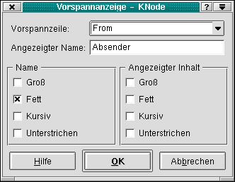 Der Dialog Vorspannanzeige