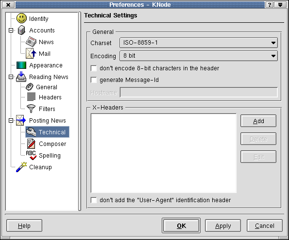 The Dialog Box Technical Settings