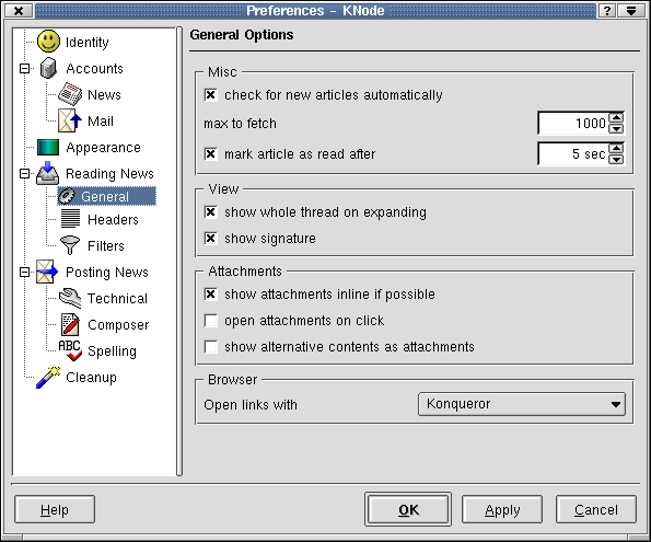 The dialog General Preferences